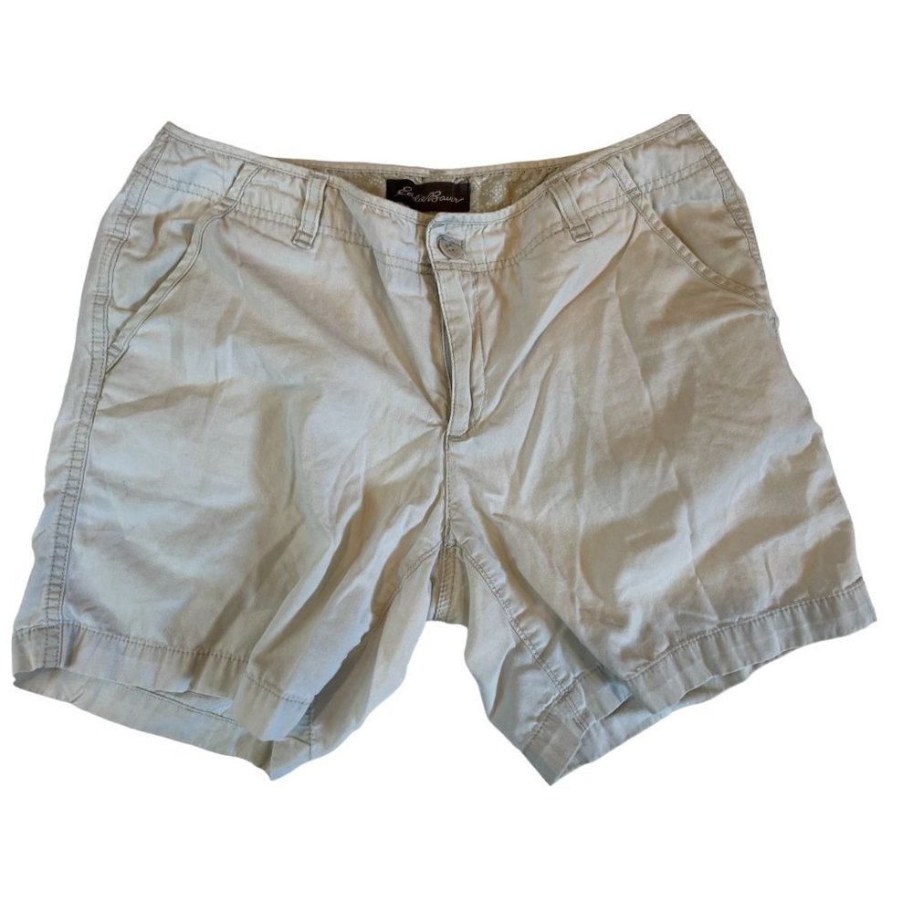 Eddie Bauer Womens Chino Shorts Specially Dyed Mid Rise Outdoor White Size 8
